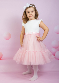 dievčenské sviatočné šaty s tylovou ružovou sukňou
