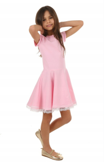 dievčenské letné šaty s krajkou ružové
