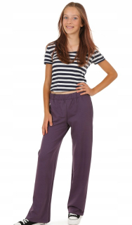dievčenské široké nohavice fialové