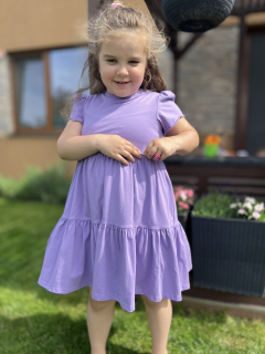 dievčenské bavlnené letné šaty fialové