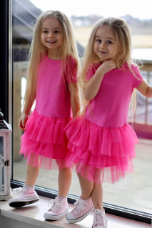 dievčenské šaty s volánovou sukničkou ružové