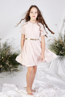 dievčenské šaty s opaskom STELLA broskyňové