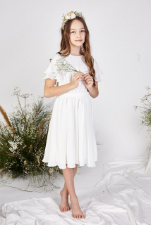 dievčenské elegantné šaty s čipkou LEONIA ecru