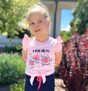 dievčenské tričko s melónikmi ružové